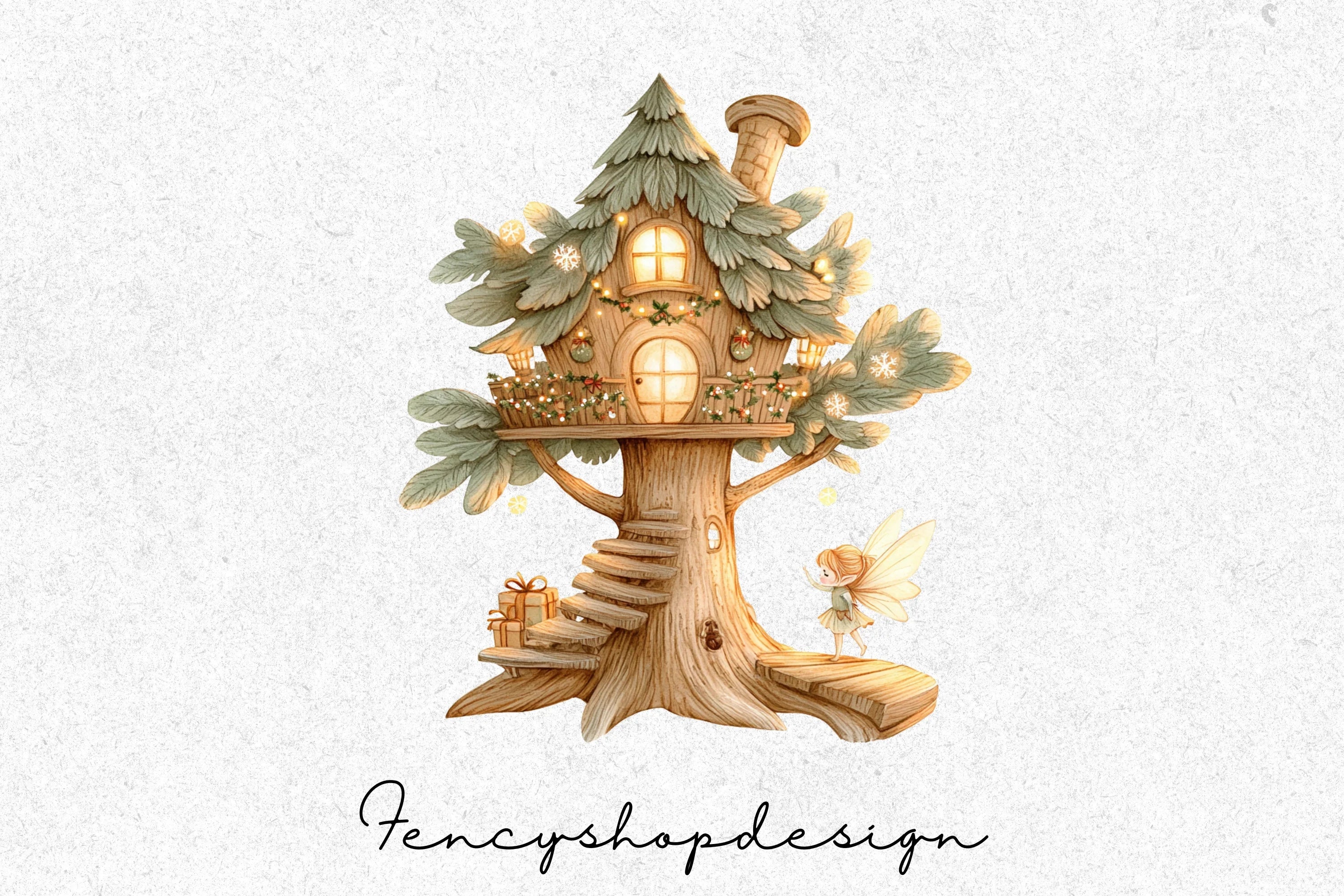 Whimsical Fantasy Treehouse Clipart Bundle