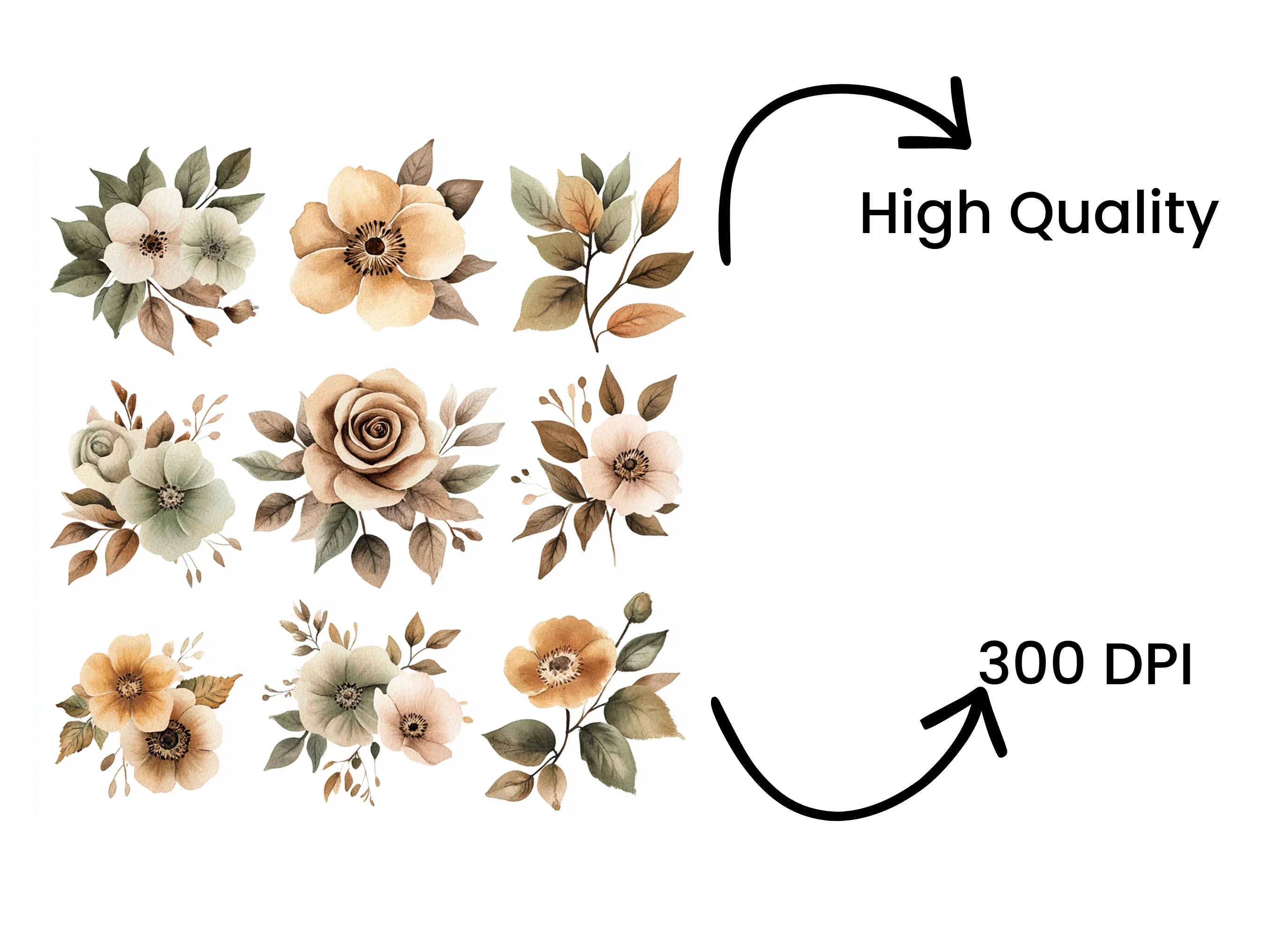Boho Floral Clipart Bundle