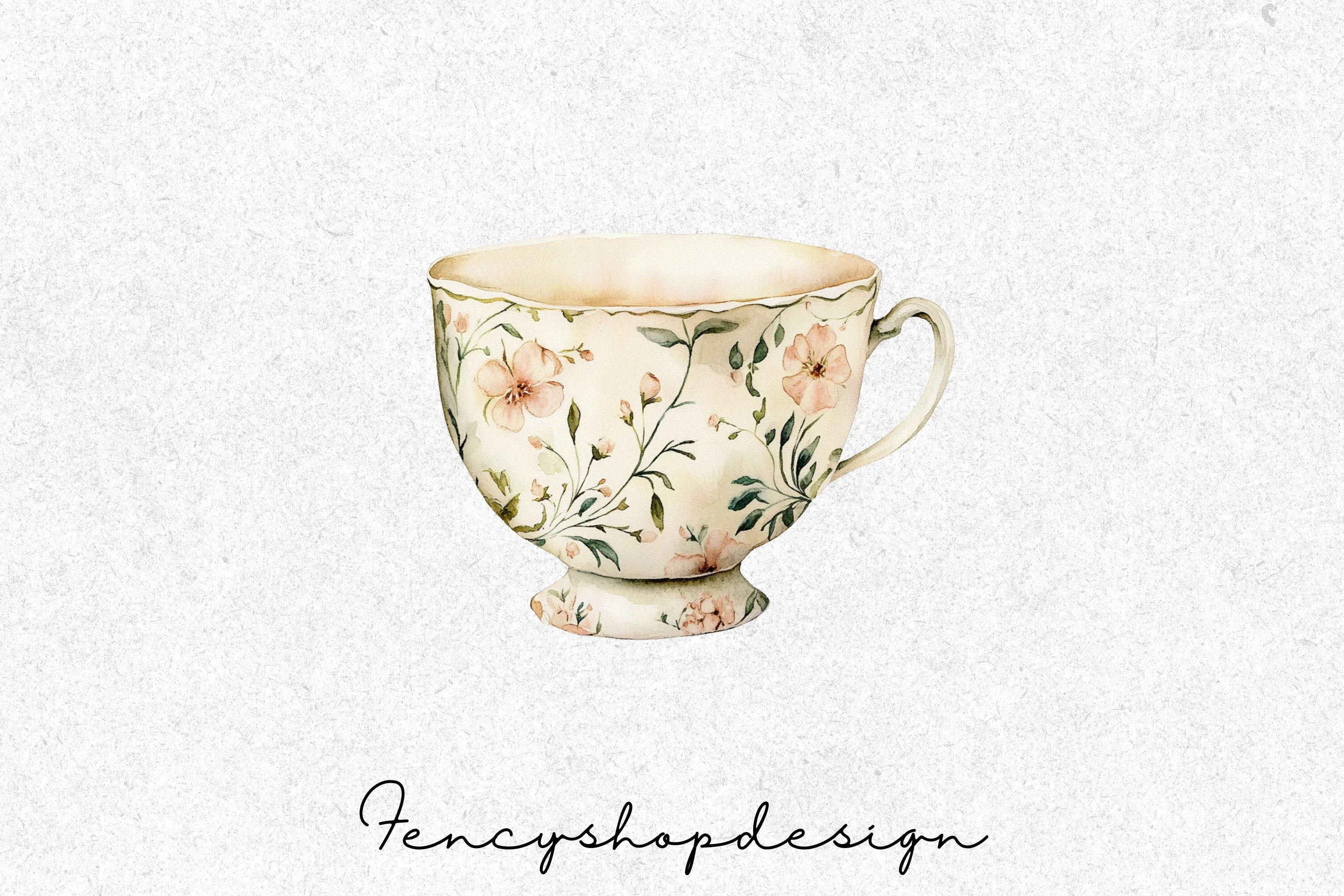 Floral Teacups Clipart Bundle