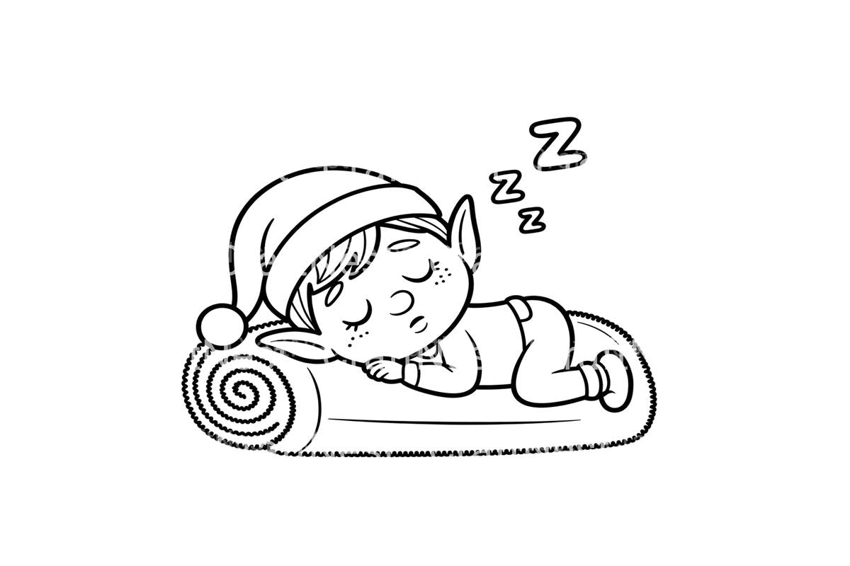 Sleeping Christmas Elf Coloring Books