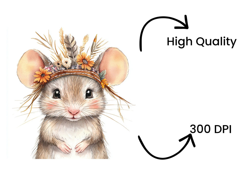 Boho Baby Mouse Clipart Bundle