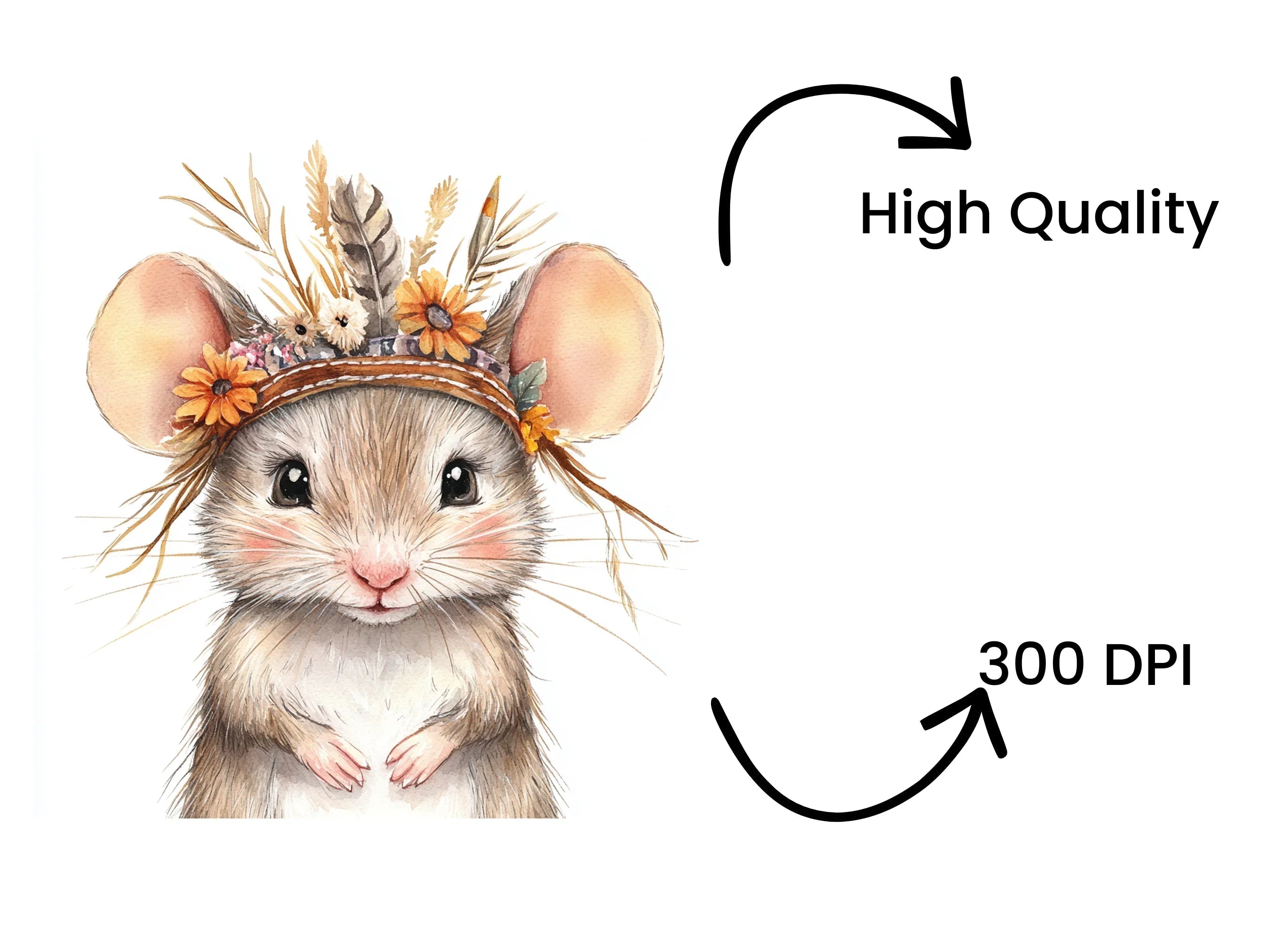 Boho Baby Mouse Clipart Bundle