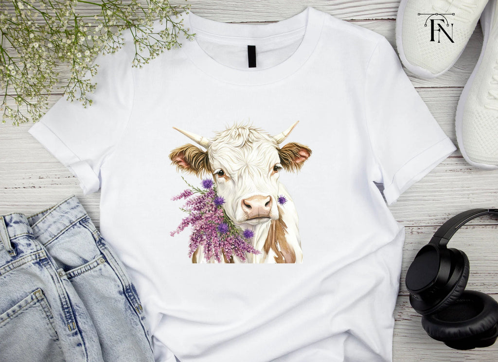 Highland Cow with Lavender Clipart Bundle