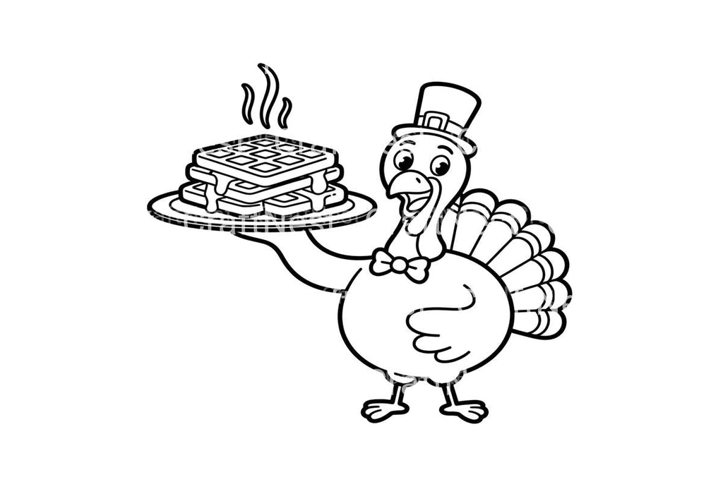 Cute Turkeys with Waffles Coloring Books