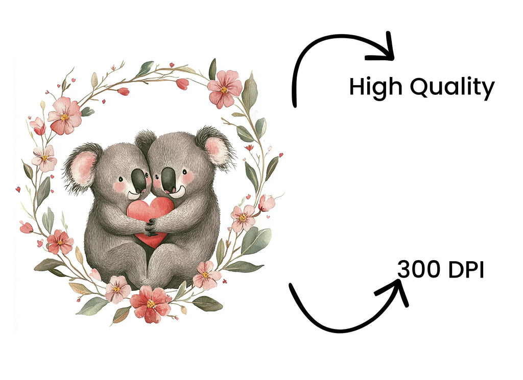 Cute Koala Couple Clipart Bundle