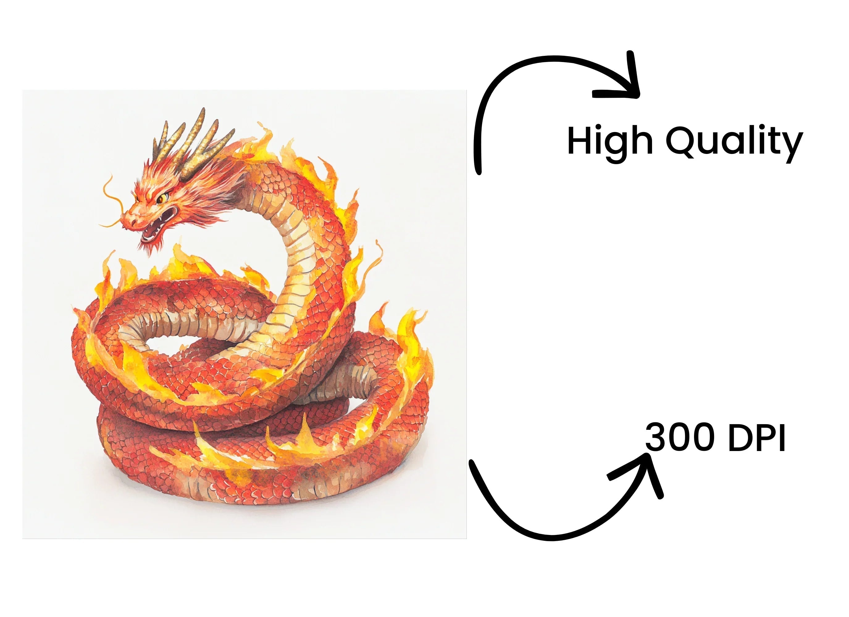 Majestic Chinese Dragon Fire Clipart Bundle