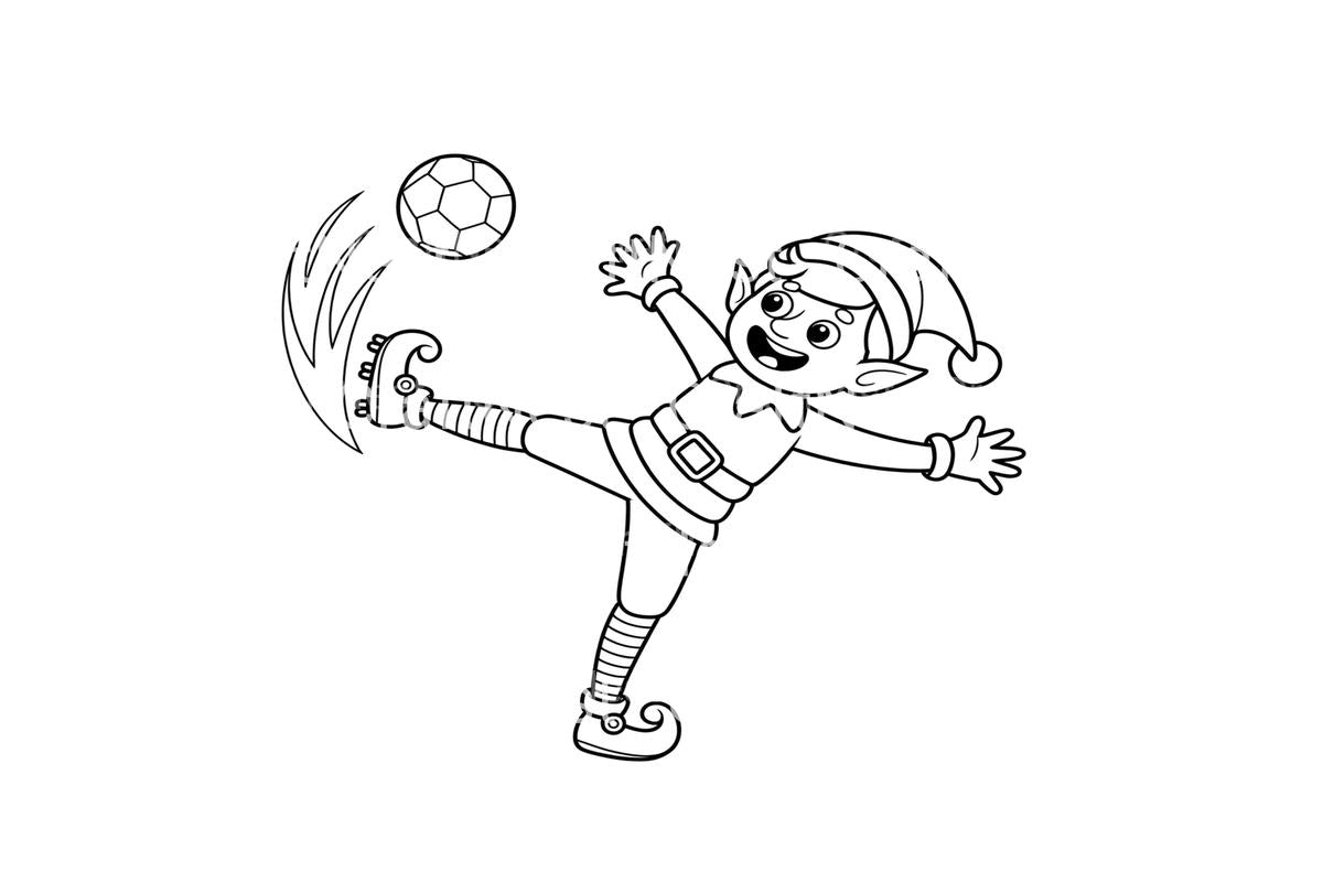 Dynamic Elf Soccer Action Coloring Books