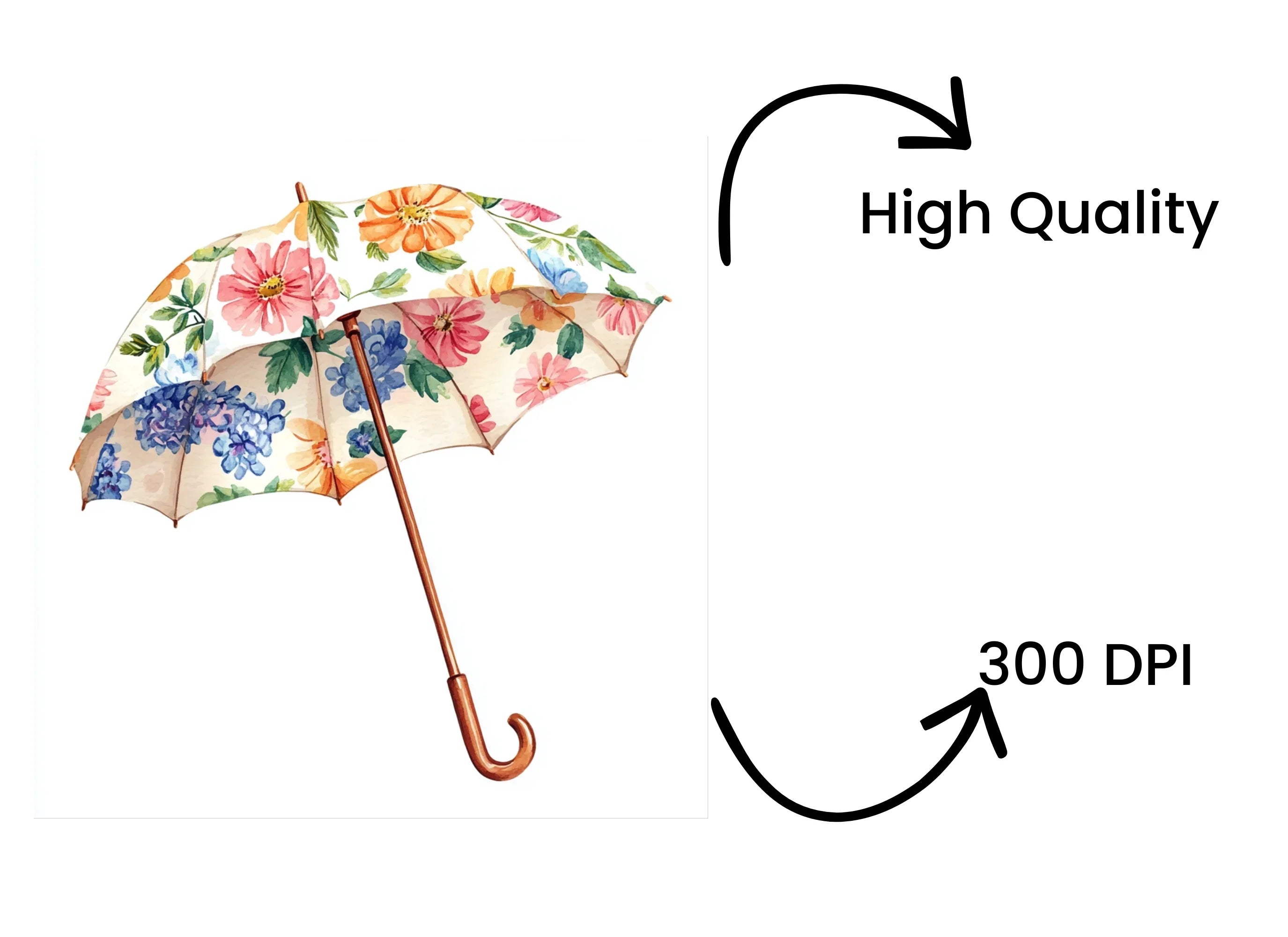 Floral Umbrellas Clipart Bundle