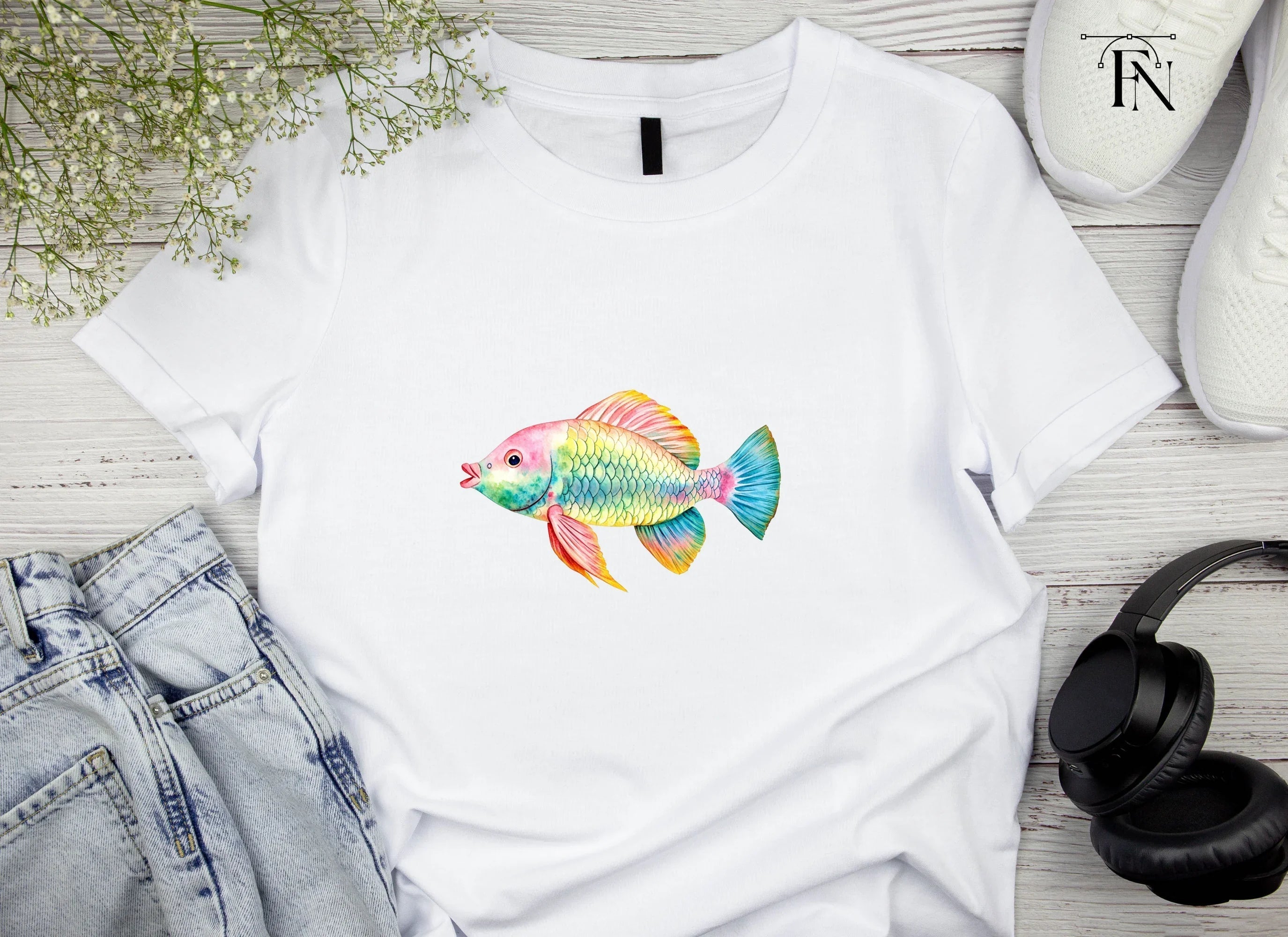 Colorful Rainbow Fish Clipart Bundle