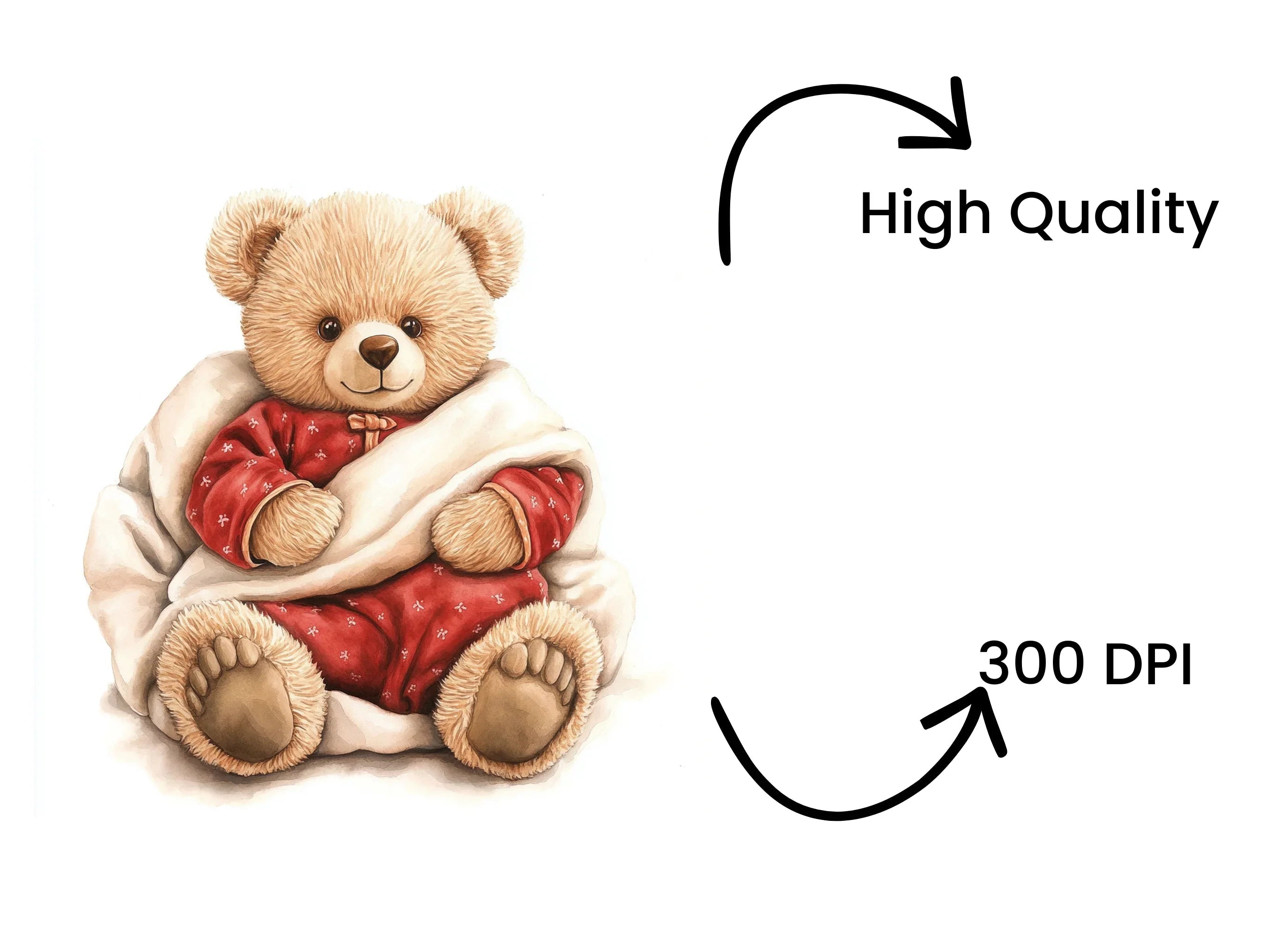 Cute Teddy Bear Pajama Clipart Bundle