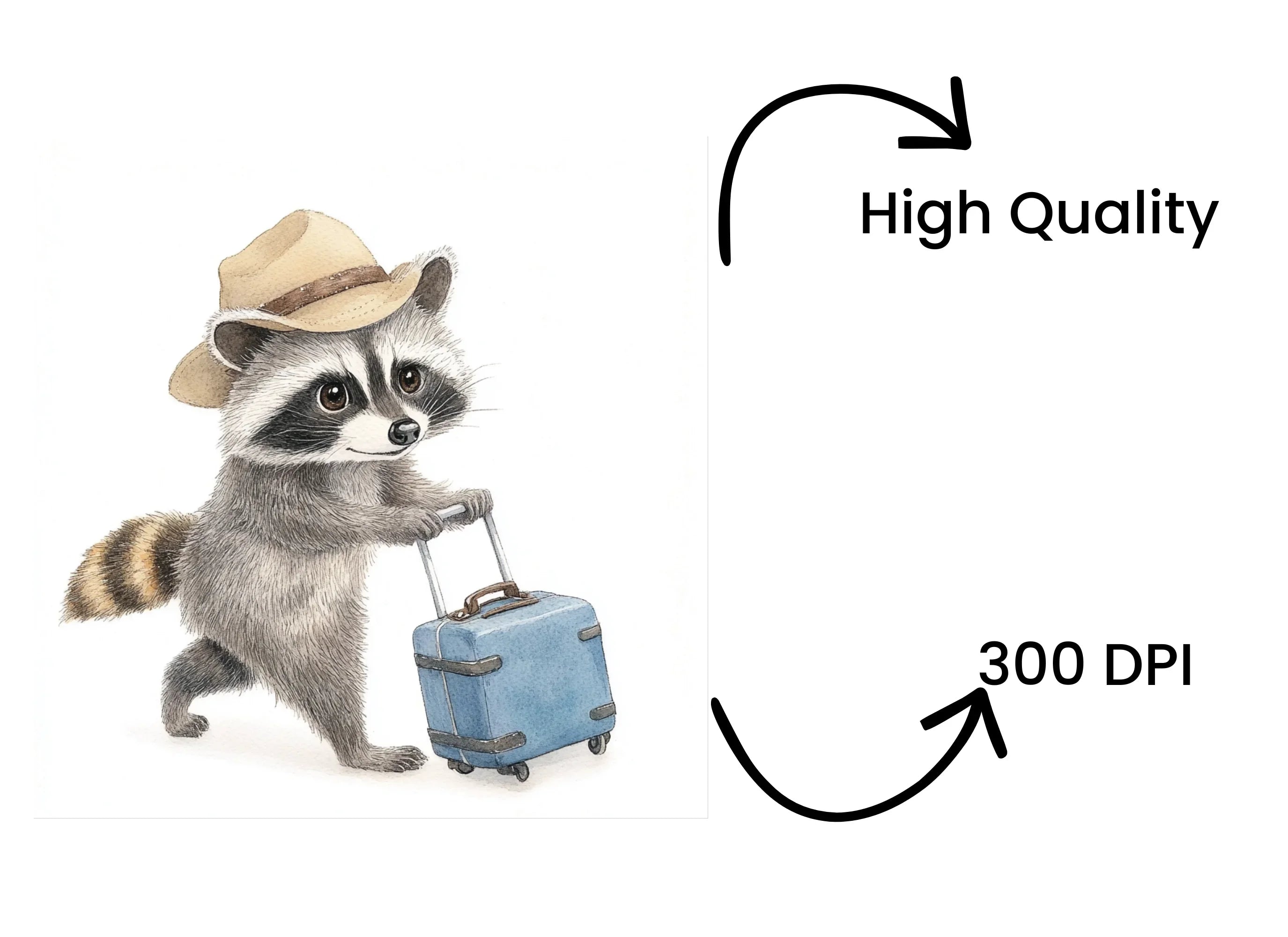 Traveling Raccoon with Luggage Clipart Bundle