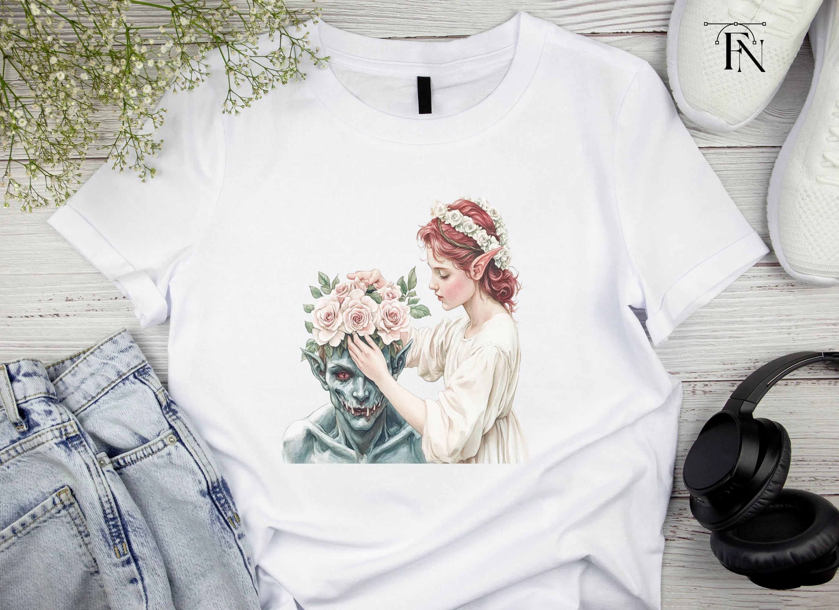 Angels and Demons Flower Crown Clipart Bundle