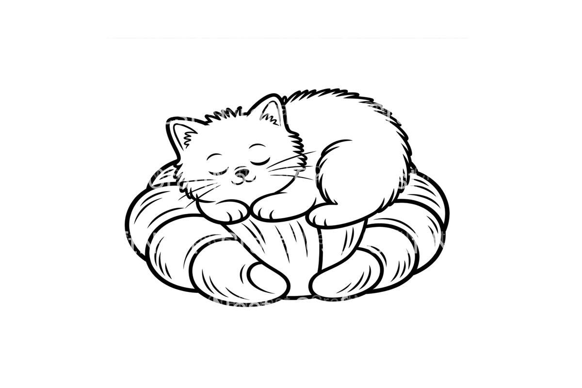 Cute Sleeping Kittens Coloring Books