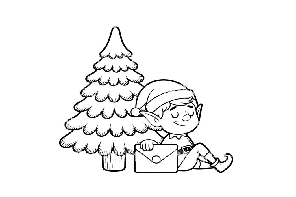 Christmas Elf with Tree Coloring Books