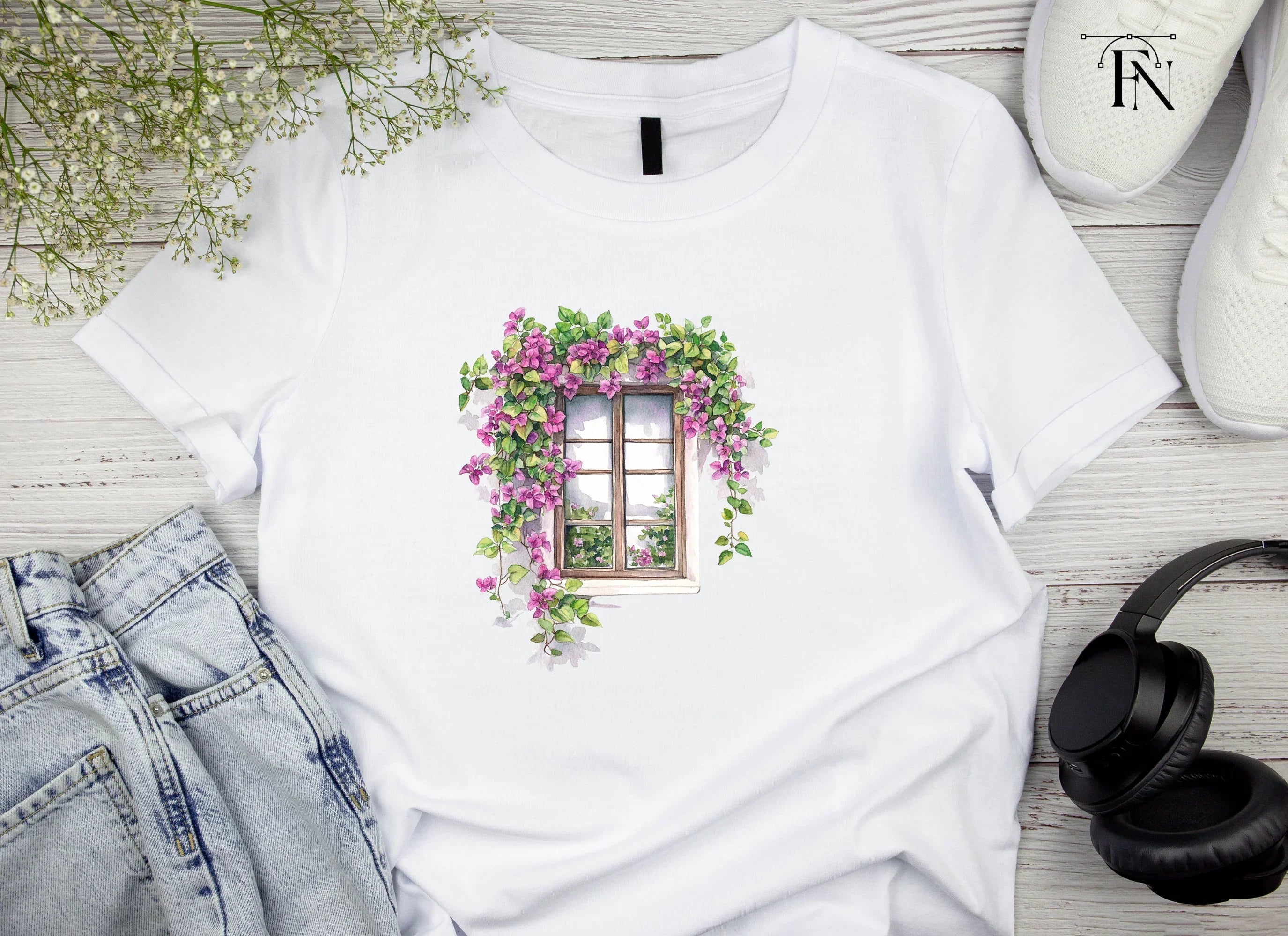 Window with Bougainvillea Clipart Bundle