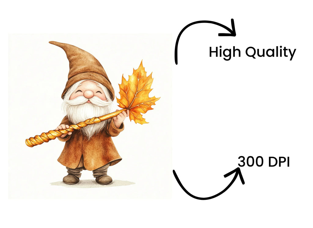 Cute Fall Gnomes with Maple Leaves Clipart Bundle