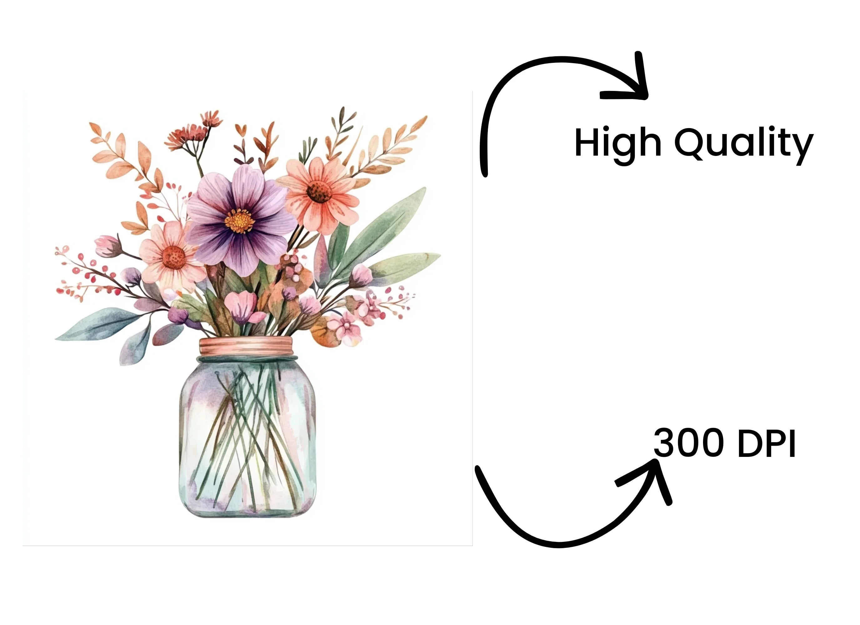 Floral Mason Jar Clipart Bundle
