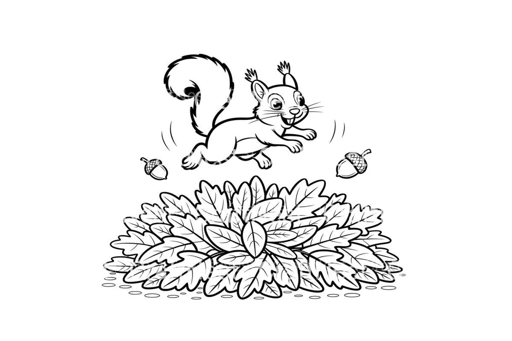 Autumn Squirrels and Leaves Coloring Books