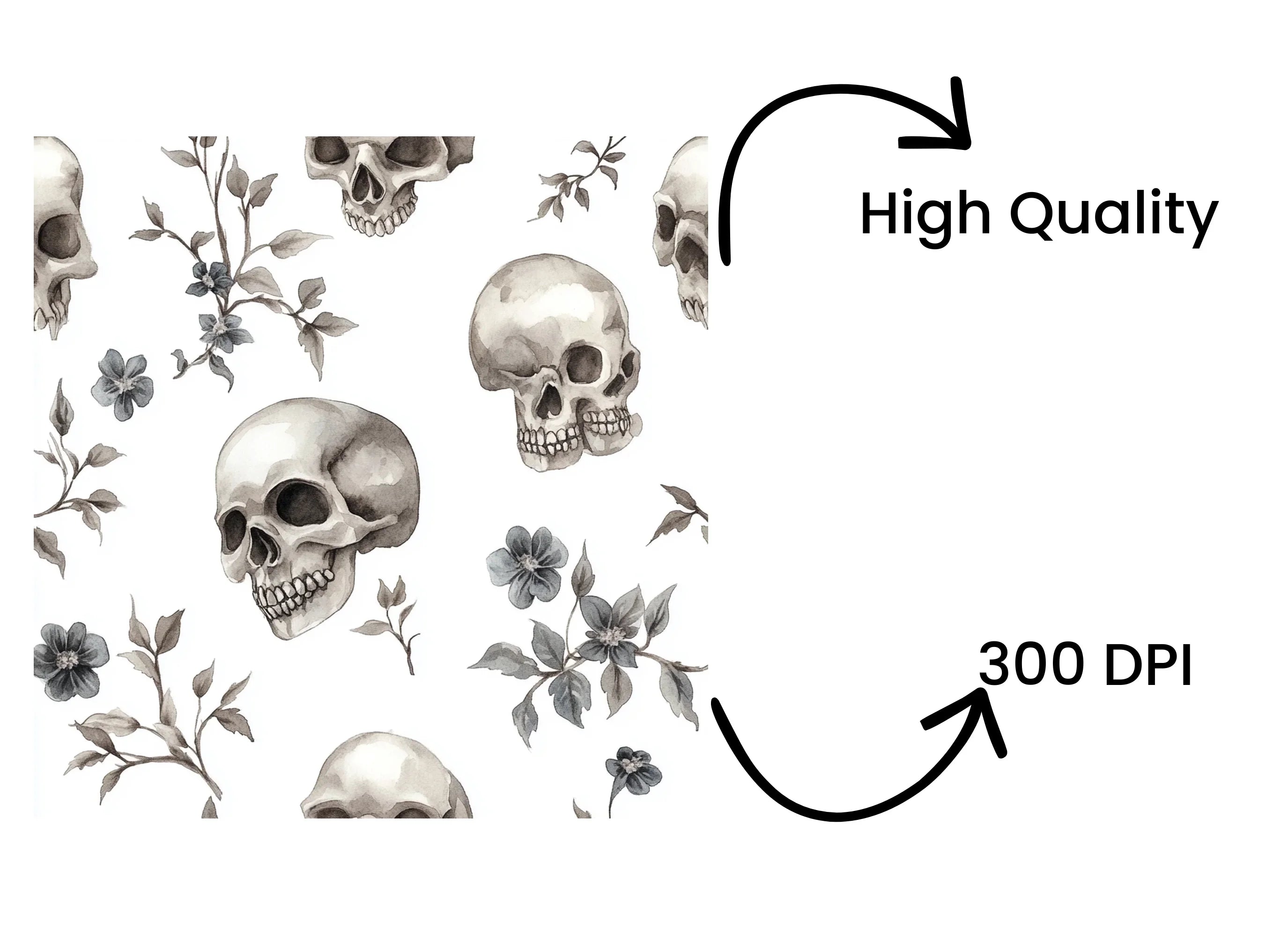 Spooky Skull and Foliage Clipart Bundle