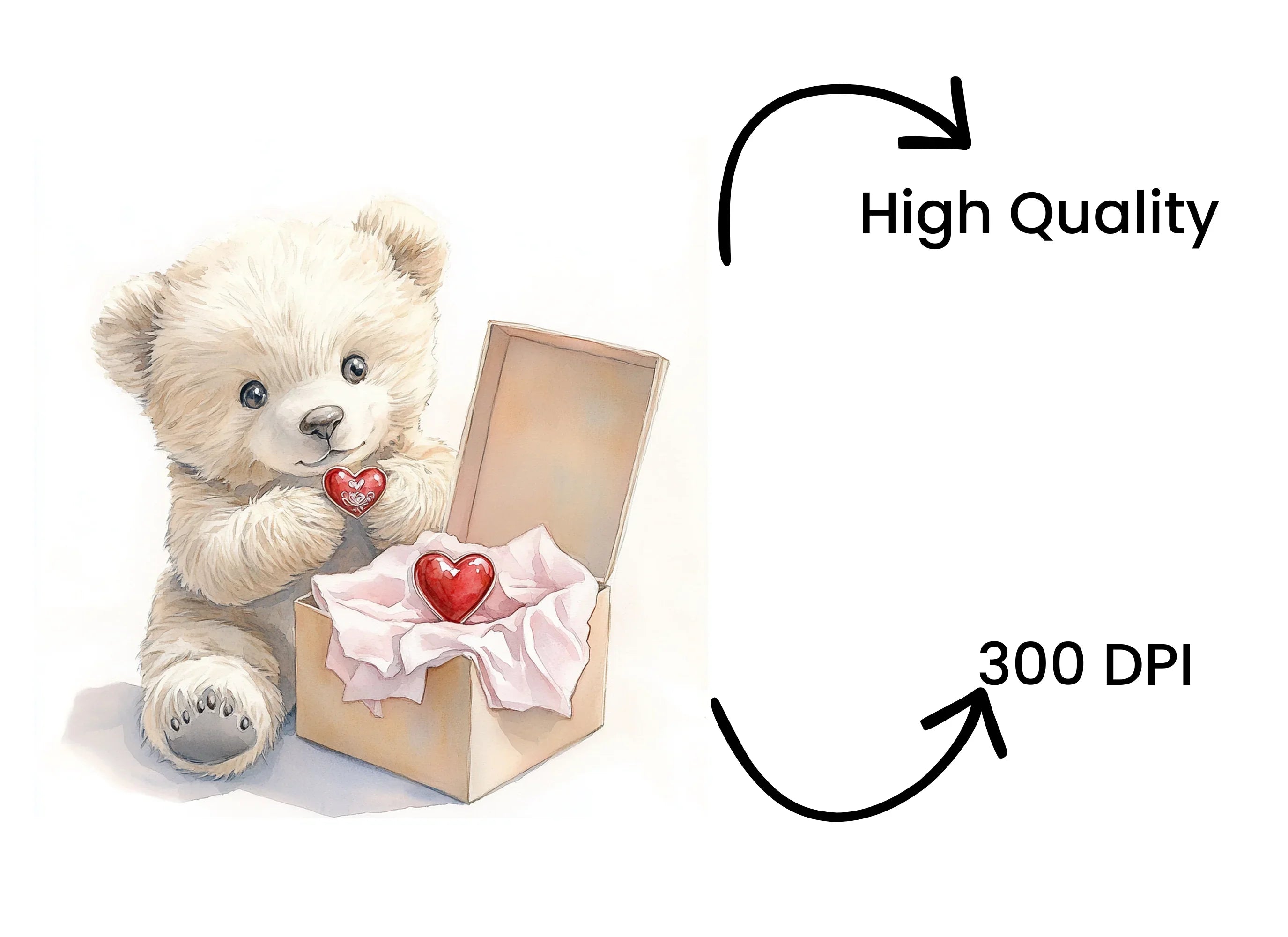 Cute Teddy Bear with Gift Box Clipart Bundle