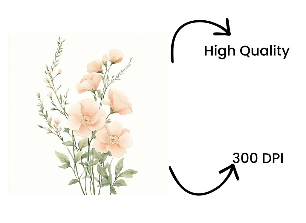 Peach Rose Bouquet Clipart Bundle