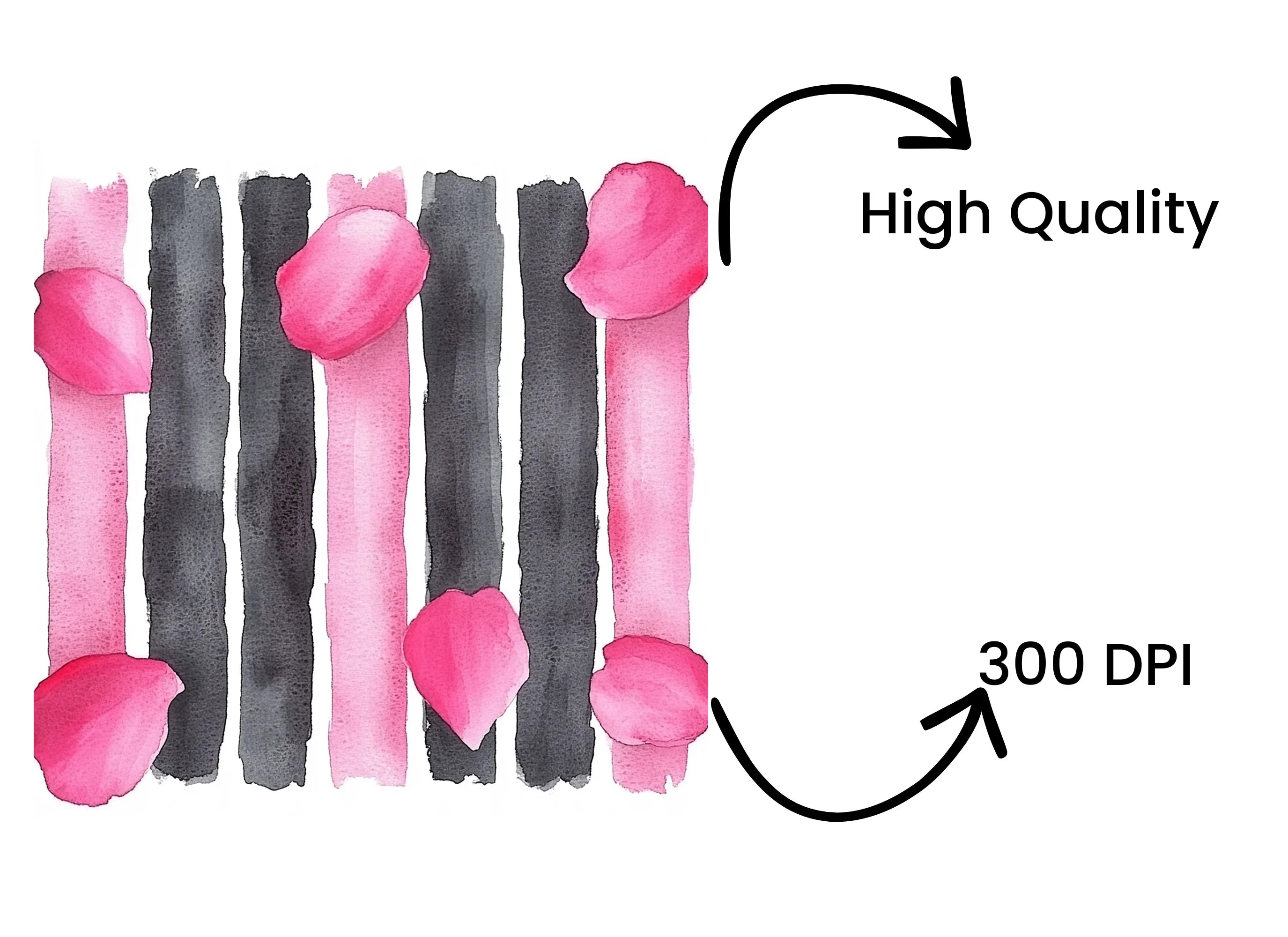 Pink Petals Stripes Clipart Bundle