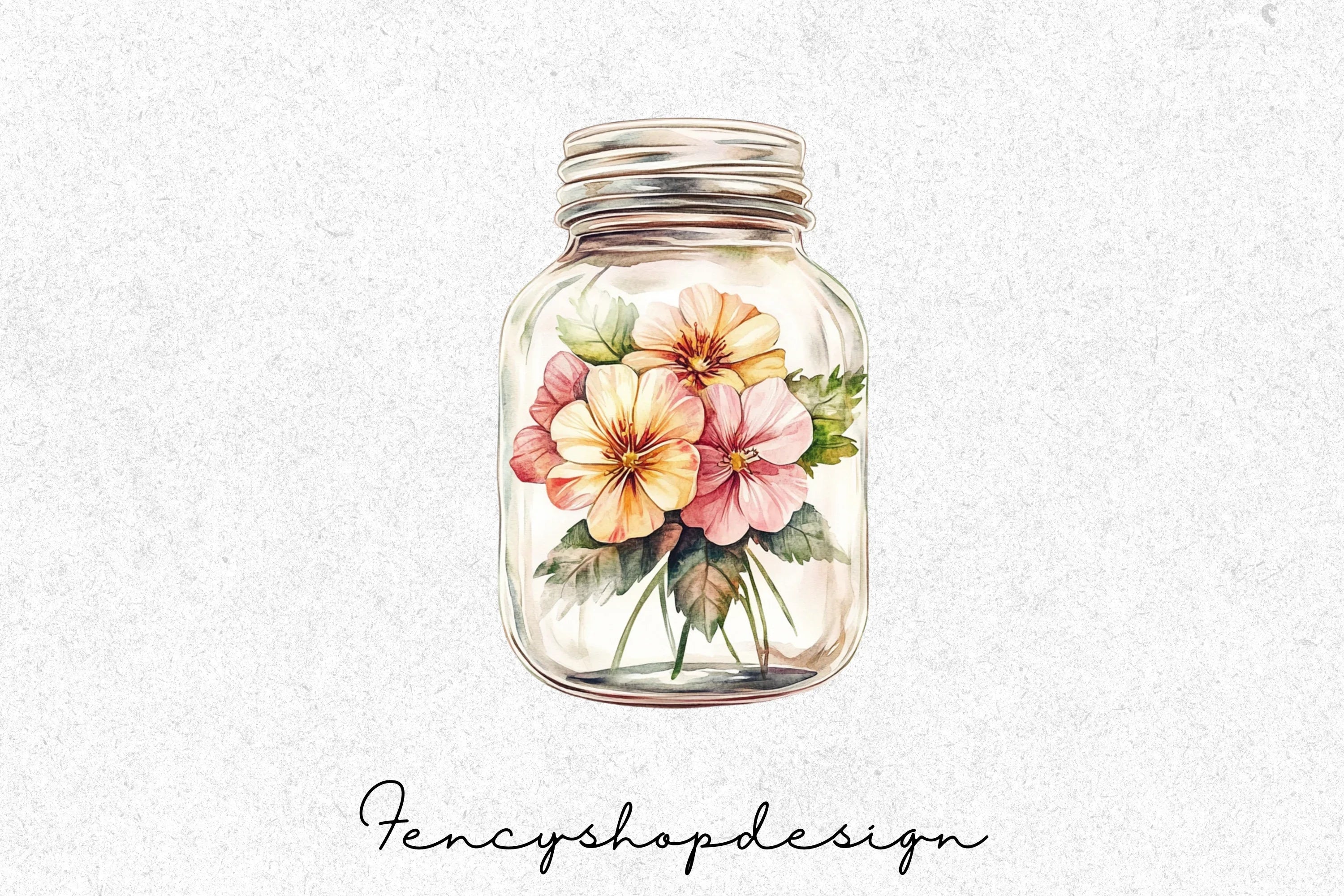 Wildflowers in Jars Clipart Bundle