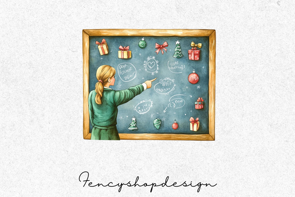 Christmas School Chalkboard Clipart Bundle