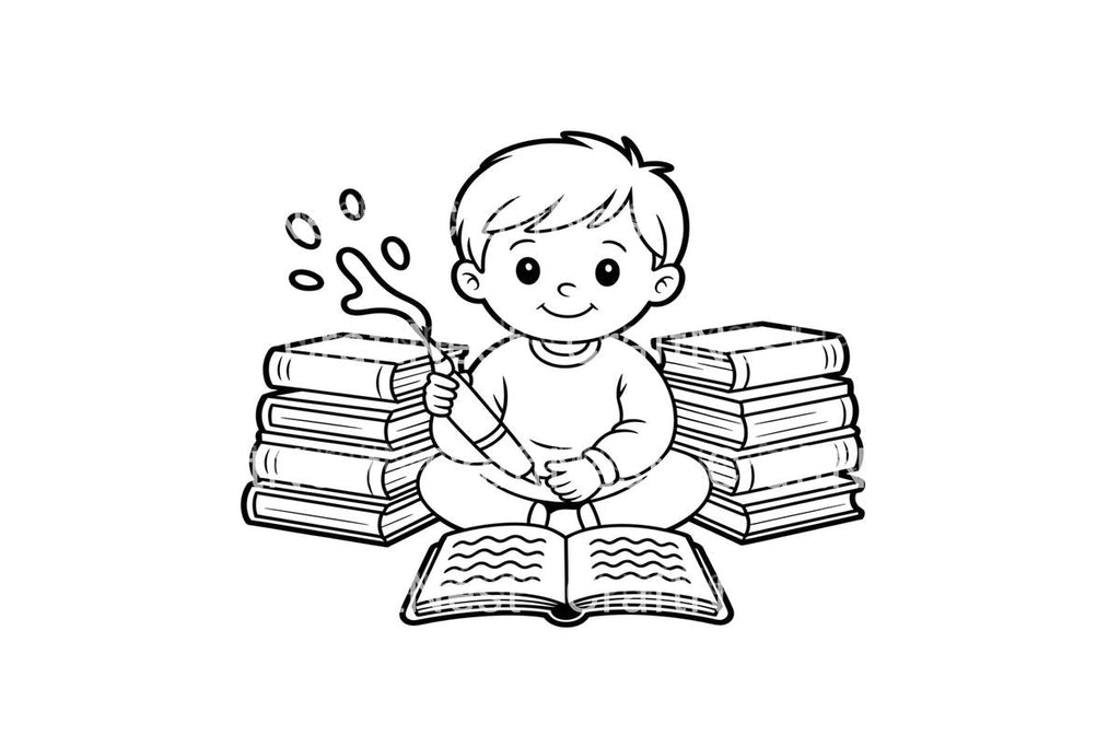 Kids Reading and Learning Coloring Books