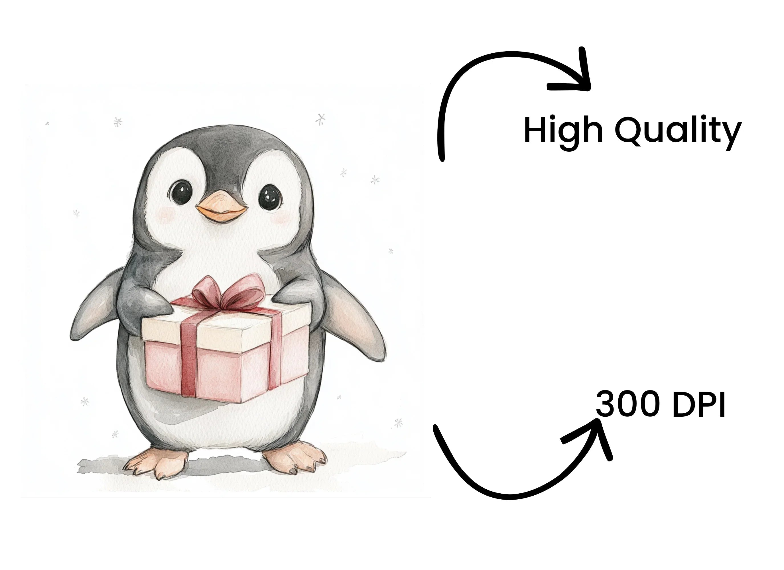 Cute Penguin with Gift Box Clipart Bundle