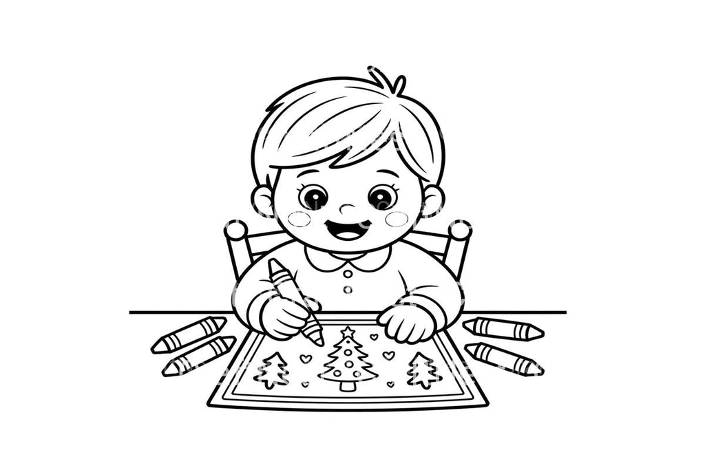 Children Drawing Christmas Pictures Coloring Books