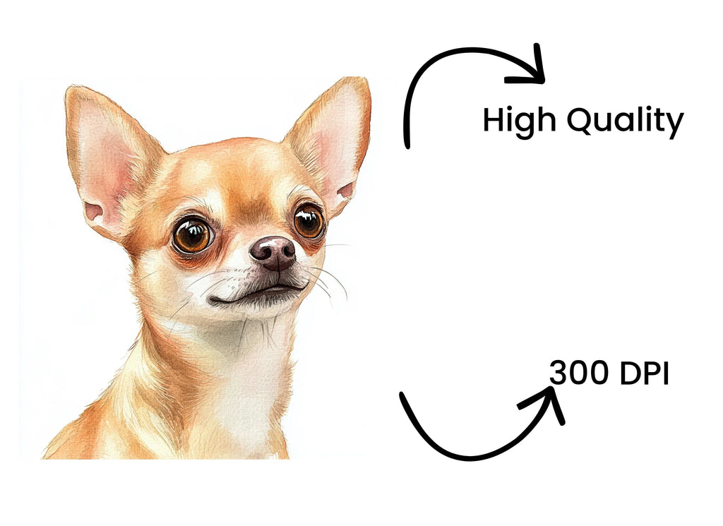 Cute Chihuahua Dog Head Portrait Clipart Bundle