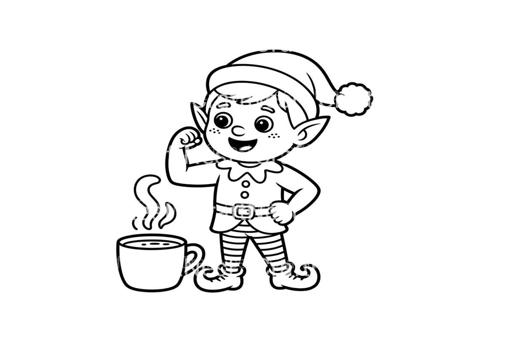 Christmas Elf with Hot Cocoa Coloring Books
