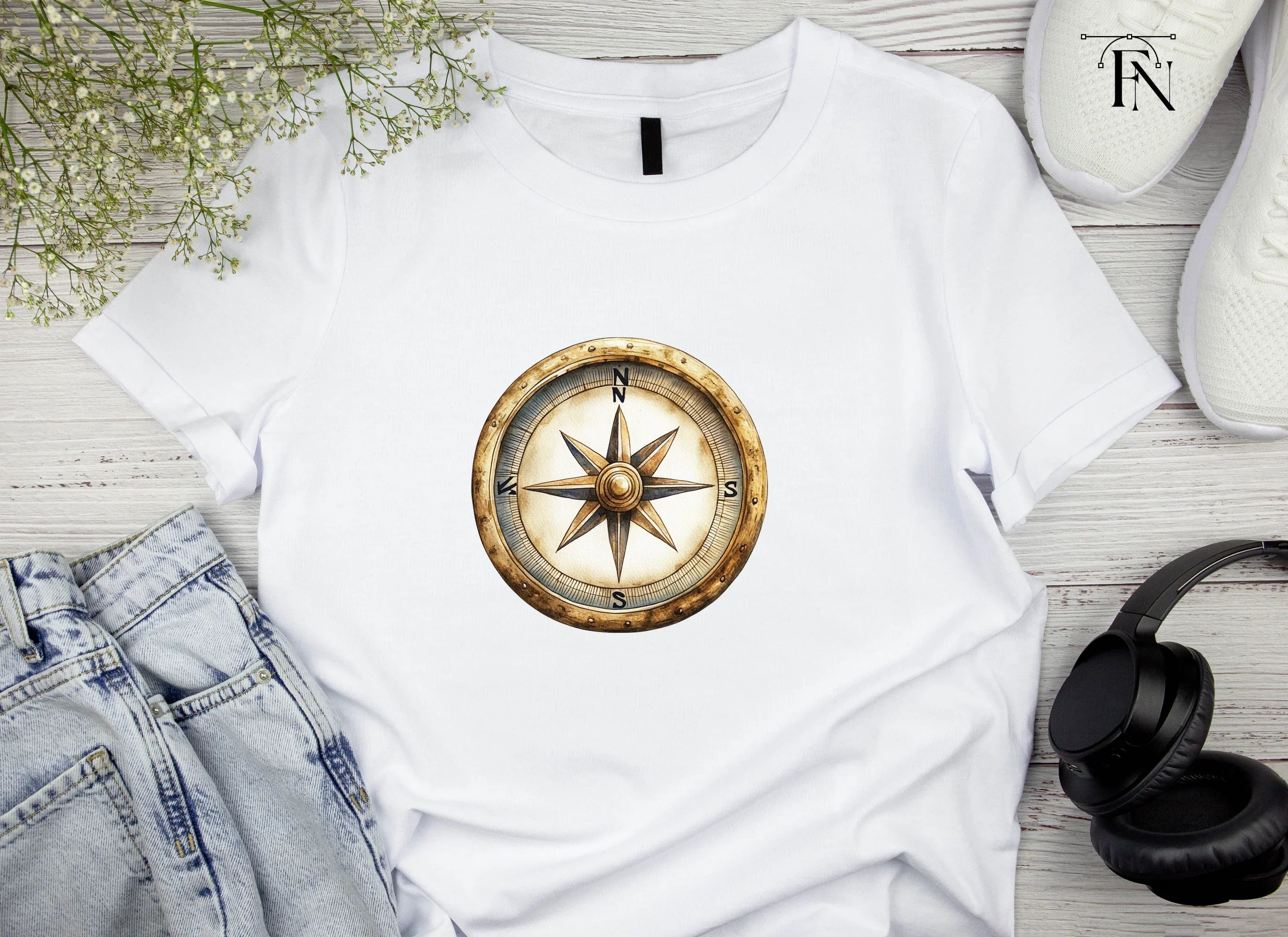 Gold Compass Clipart Bundle