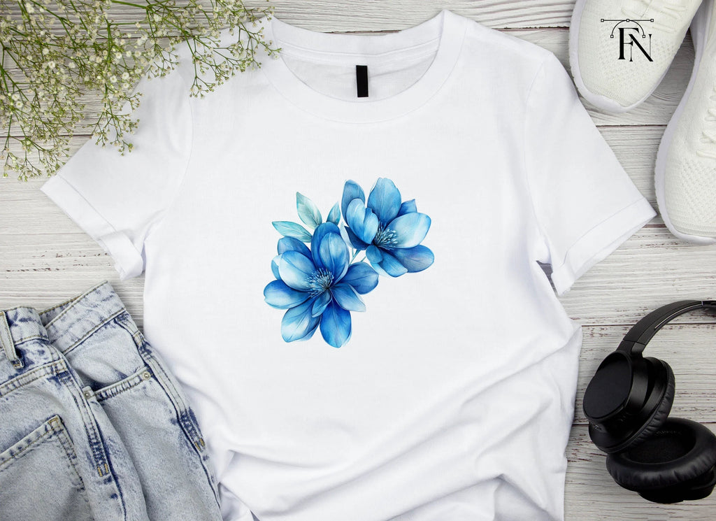 Blue Magnolia Flowers Clipart Bundle