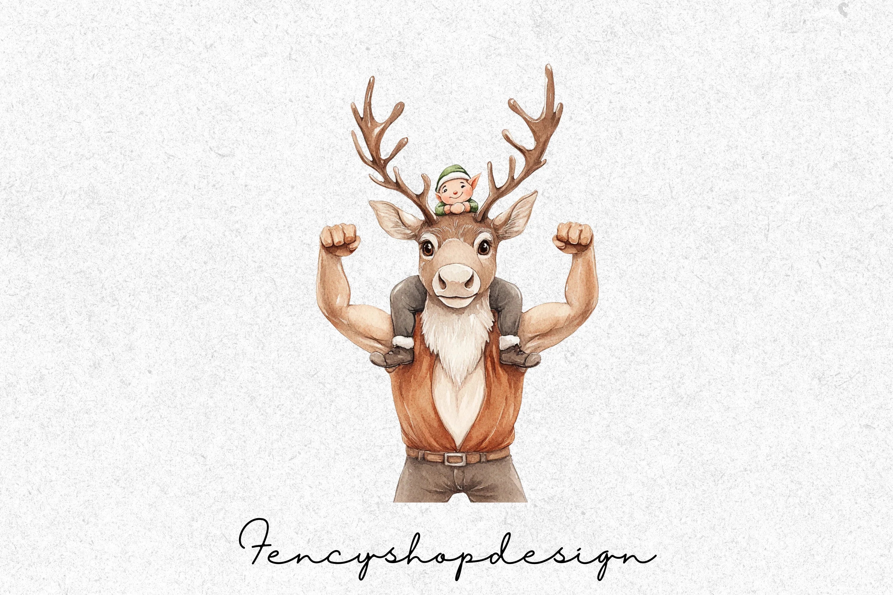Christmas Elves and Reindeer Clipart Bundle