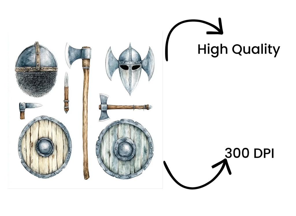 Viking Shields and Axes Clipart Bundle