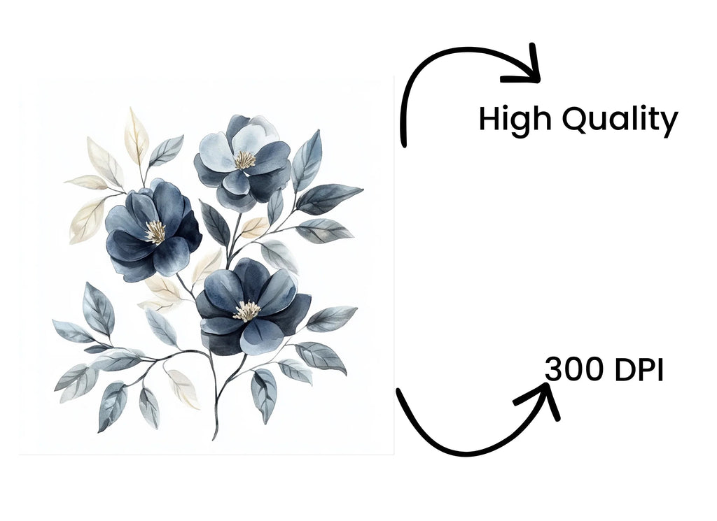 Elegant Blue Floral Clipart Bundle