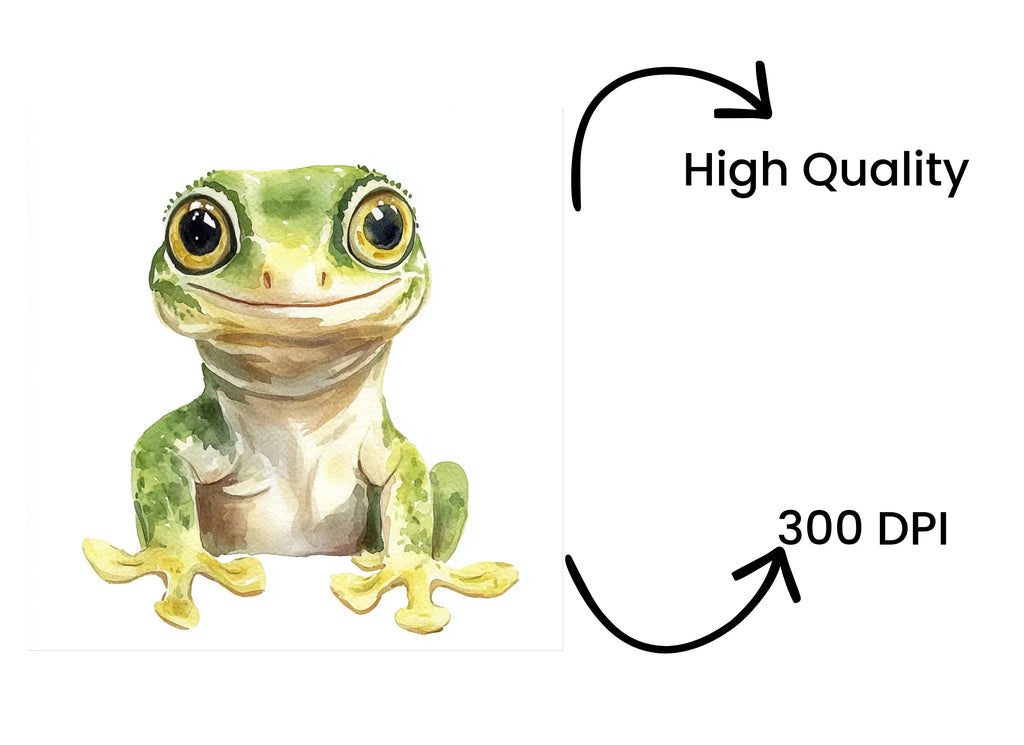 Cute Green Gecko Clipart Bundle