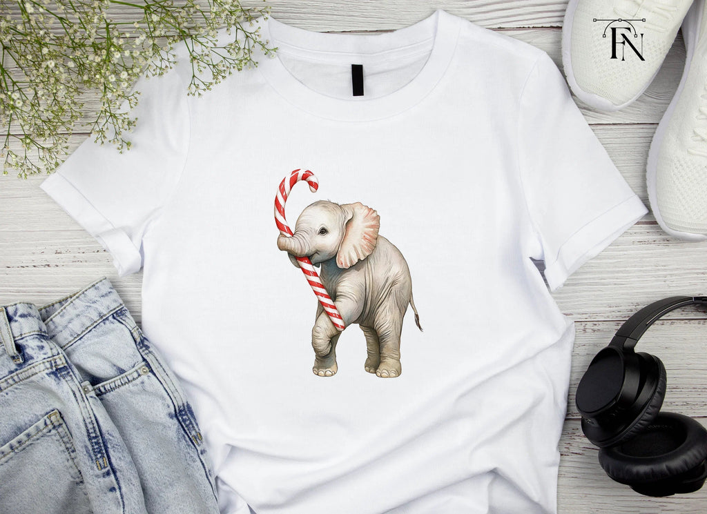 Christmas Elephant with Candy Cane Clipart Bundle