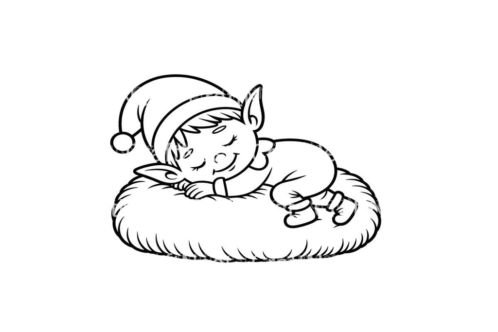 Cute Sleeping Christmas Elves Coloring Books