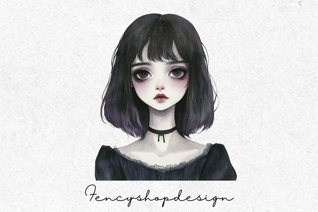 Mysterious Goth Girls Clipart Bundle