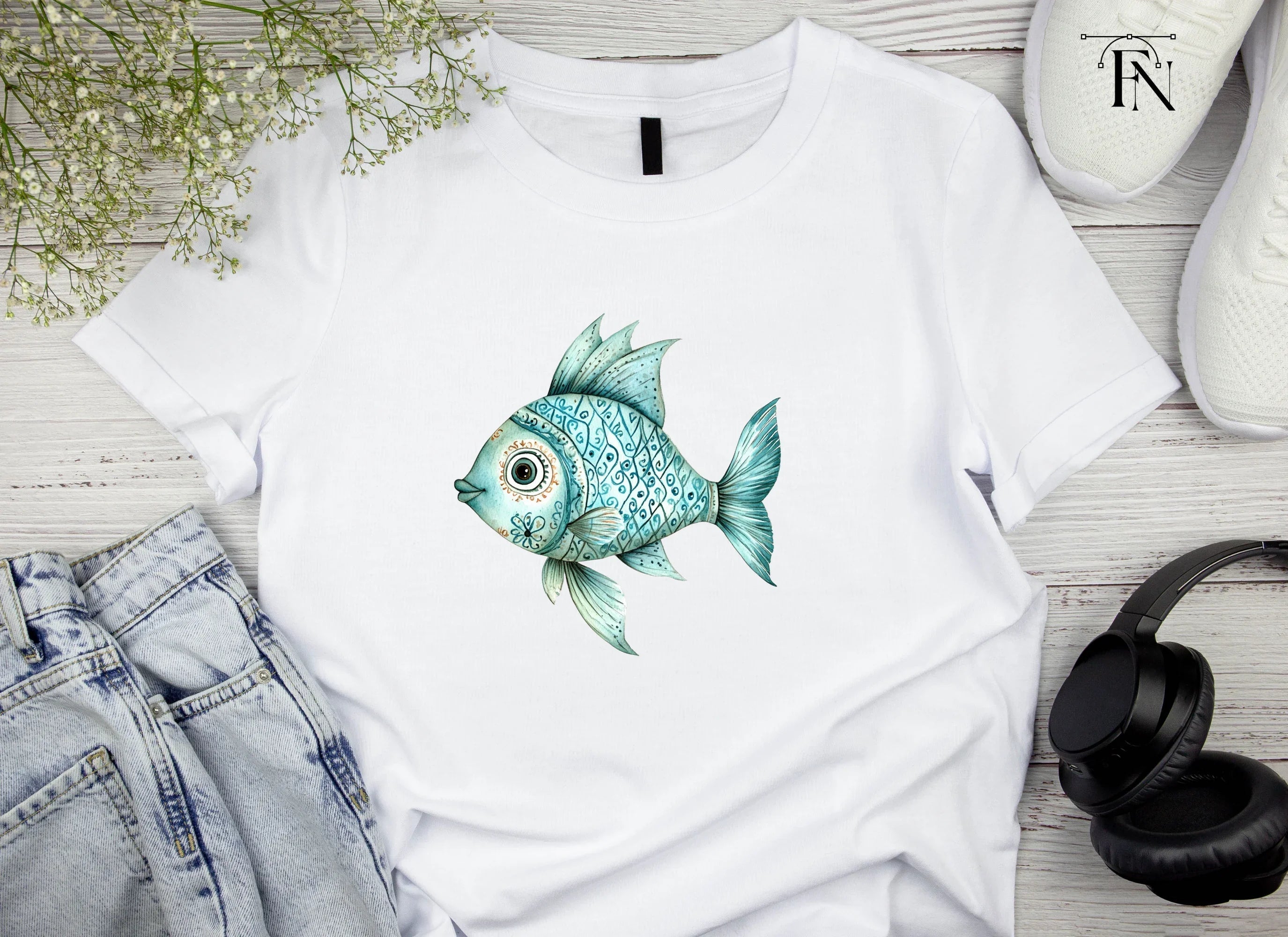 Decorative Blue Fish Clipart Bundle