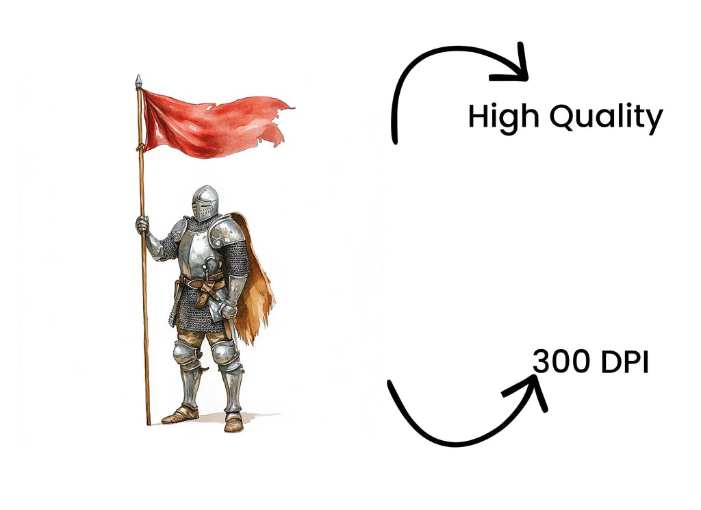 Medieval Knights with Red Flags Clipart Bundle