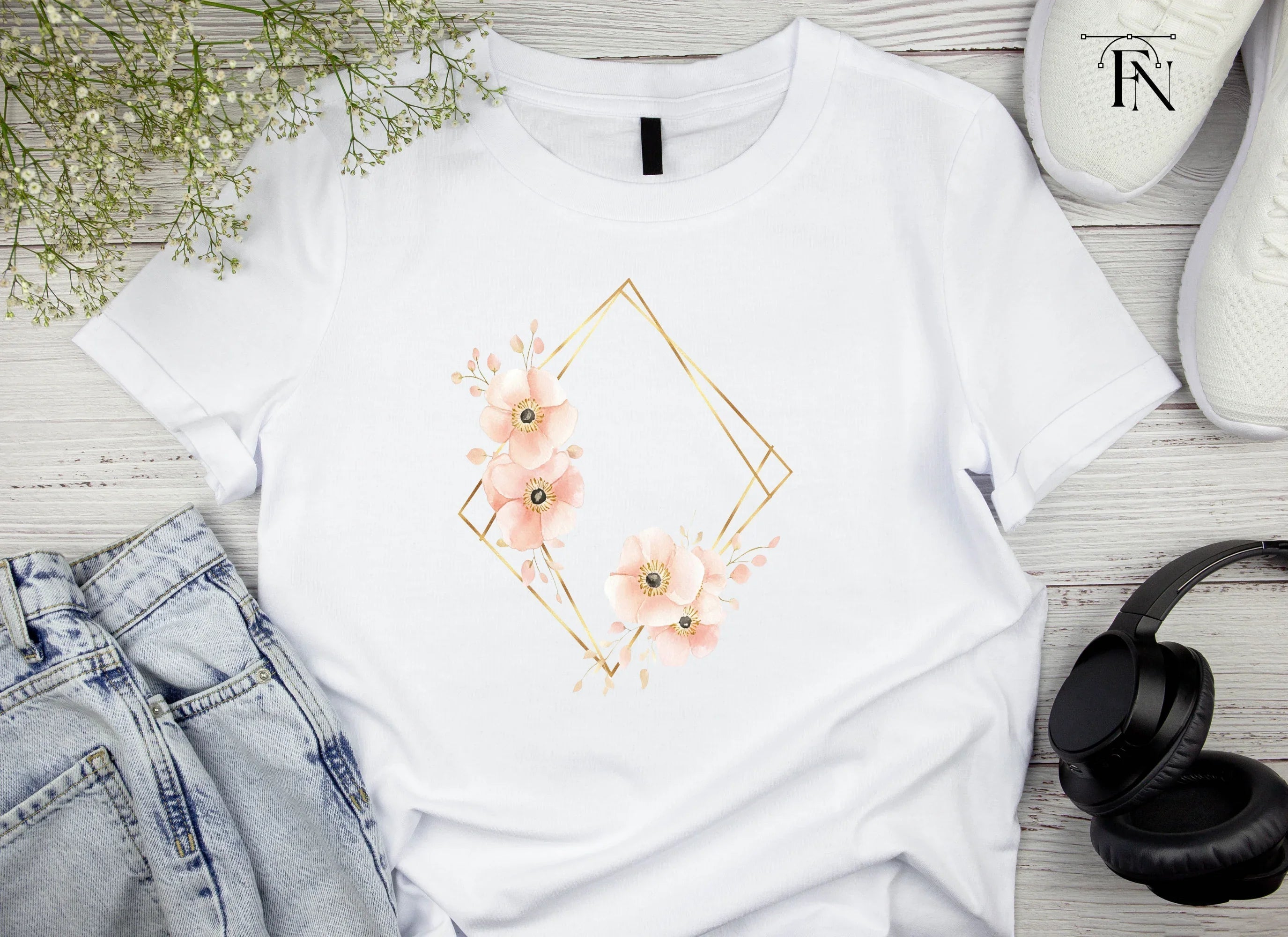 Geometric Floral Frames Clipart Bundle