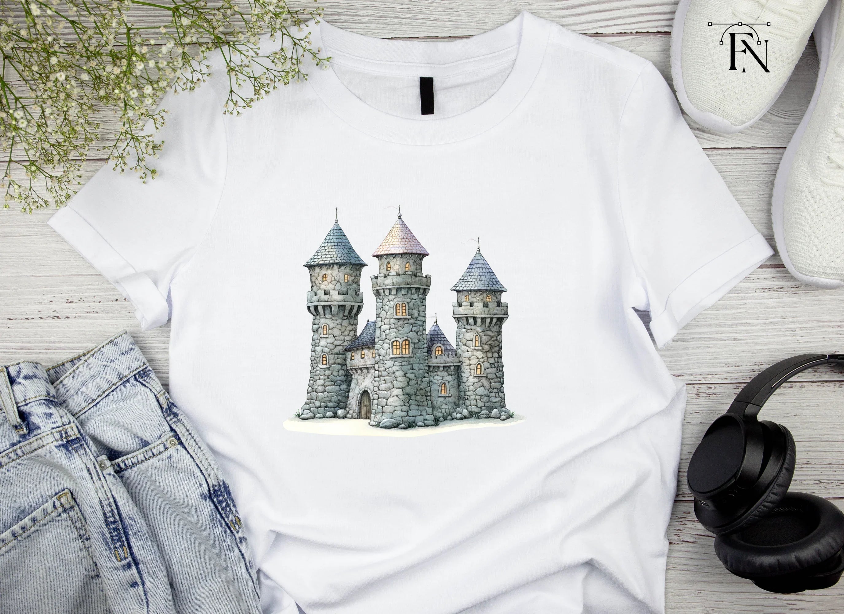 Stone Fantasy Castle Clipart Bundle