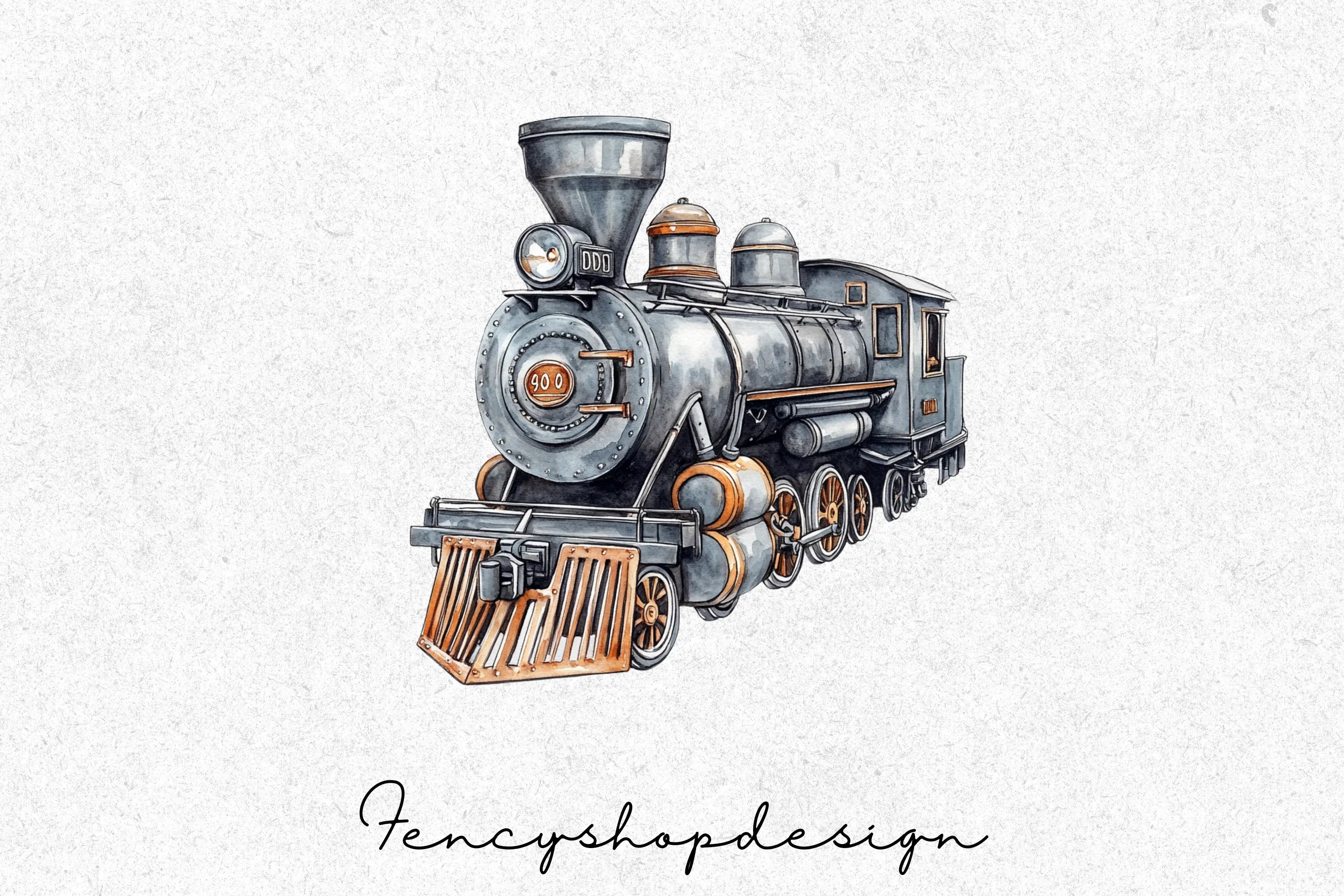 Vintage Steam Train Clipart Bundle
