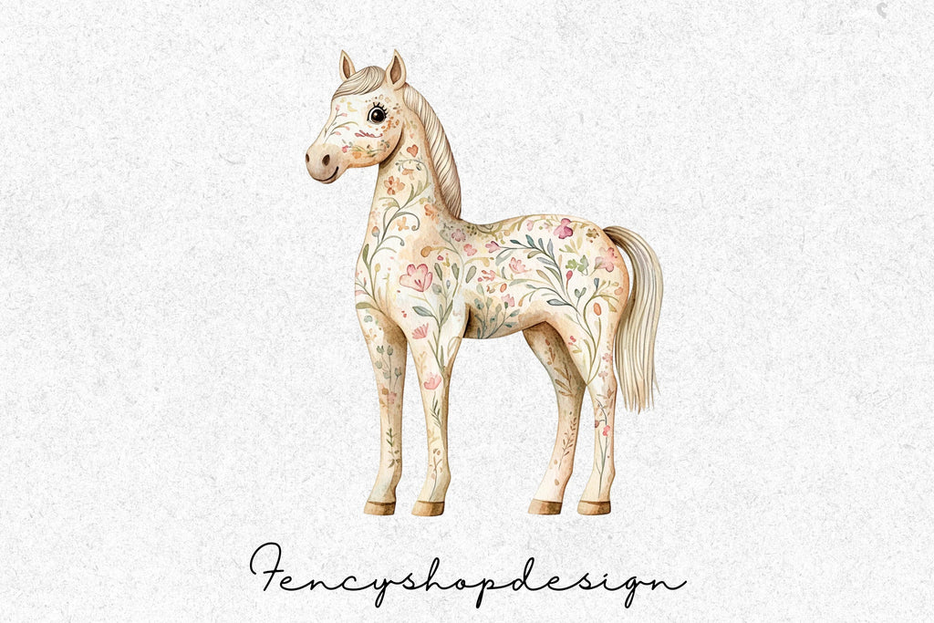 Floral Horses Clipart Bundle
