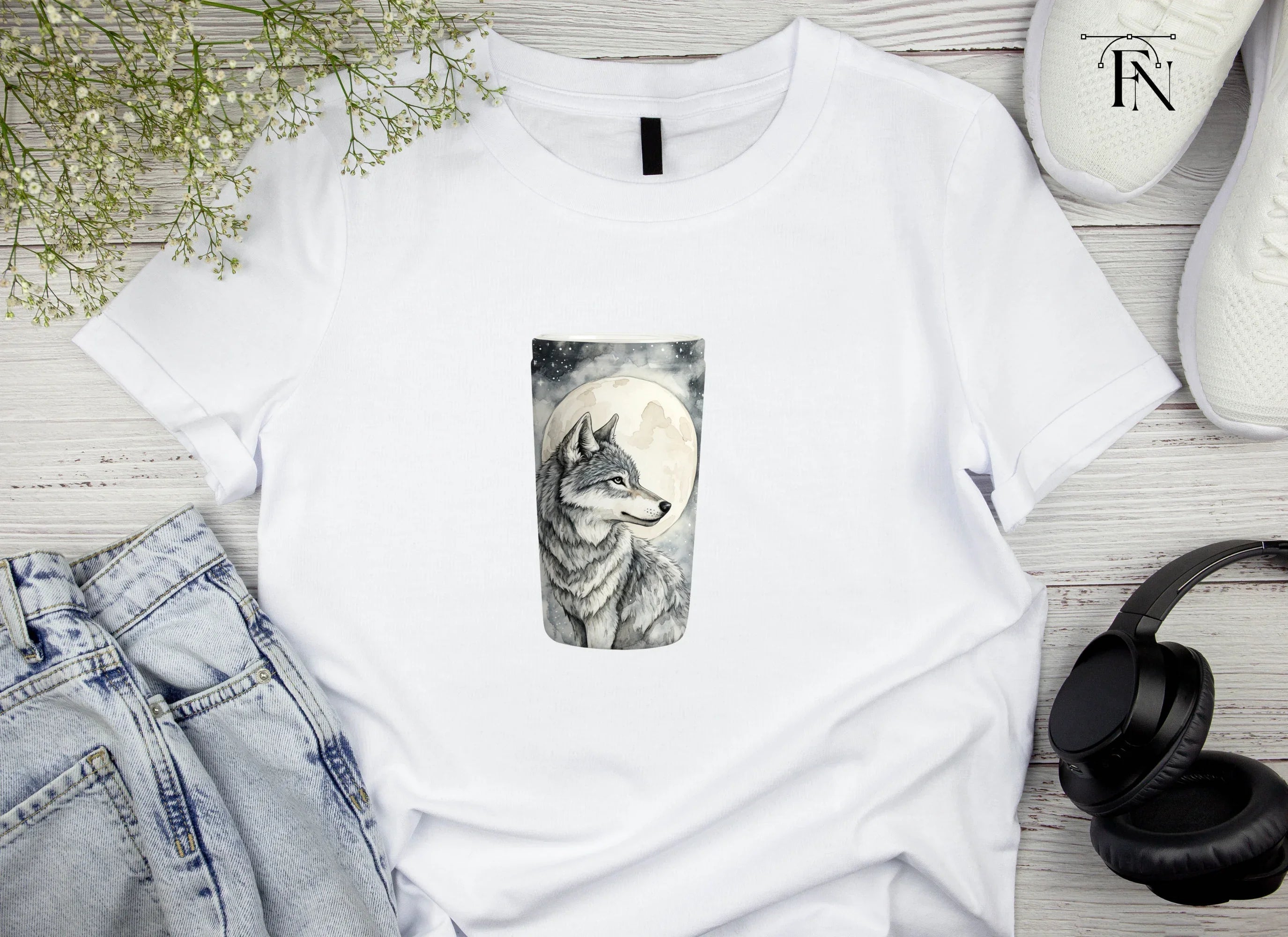 Mystical Wolf Moon Tumbler Clipart Bundle