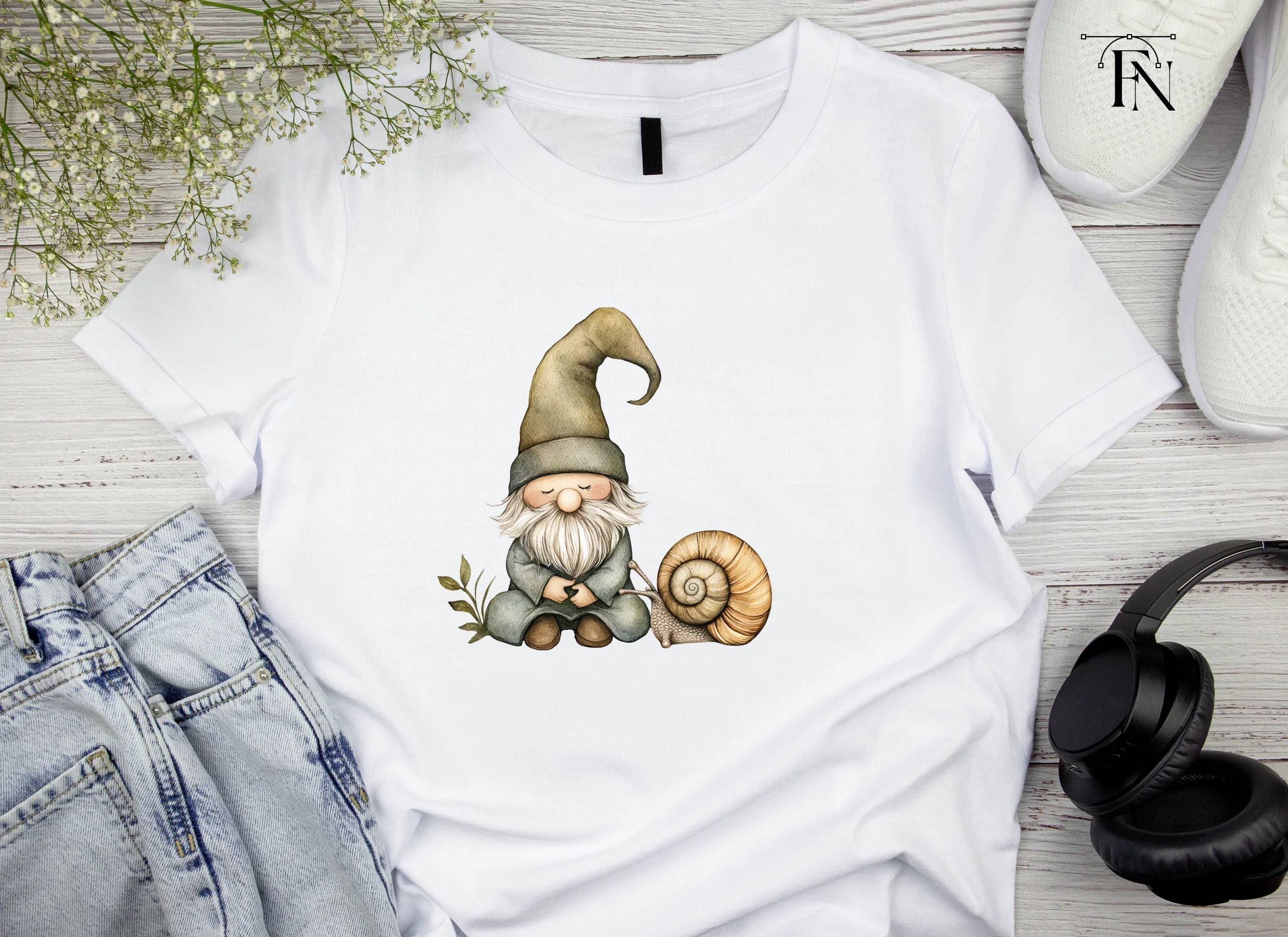 Cute Gnomes and Snails Clipart Bundle